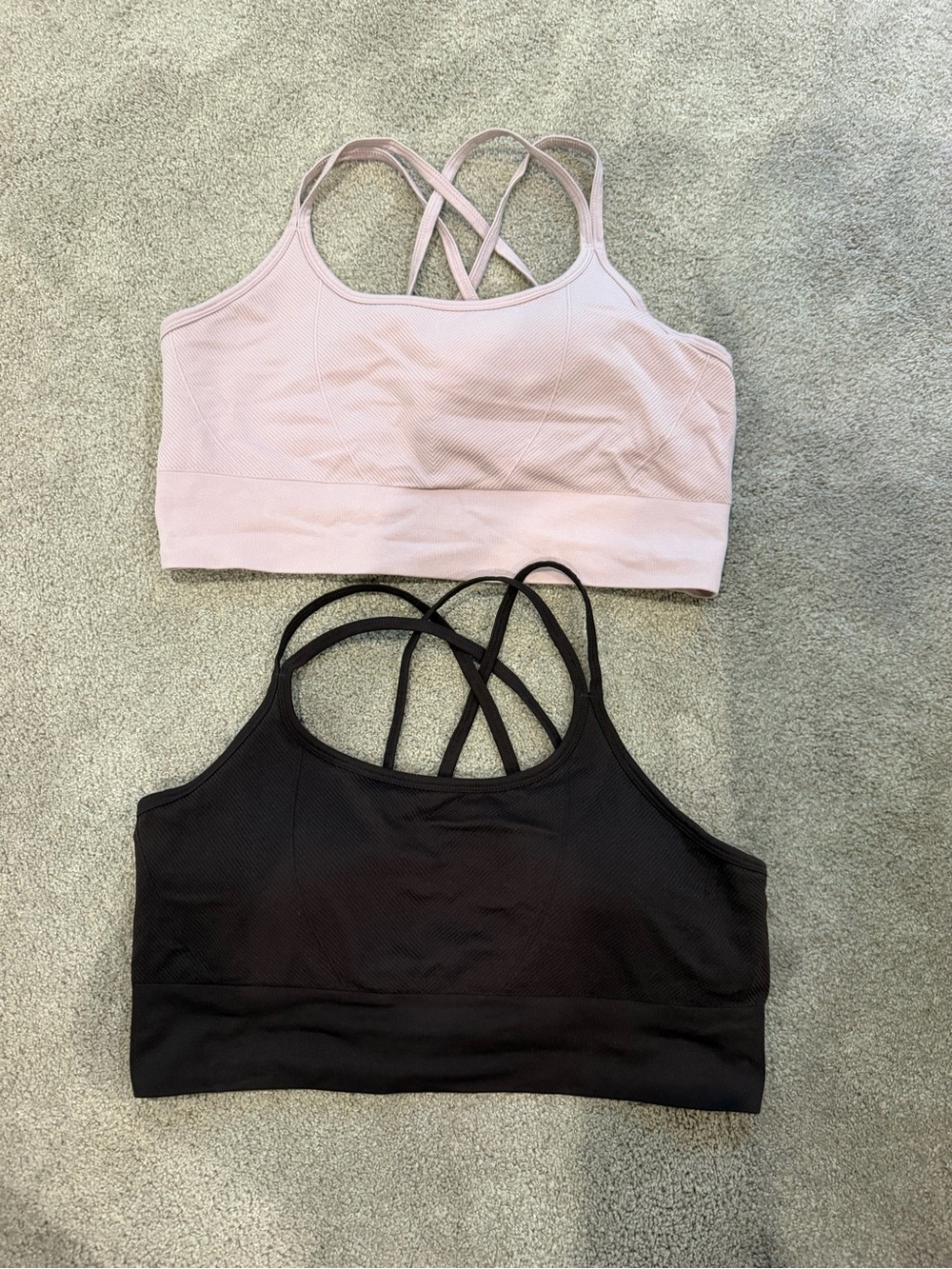 Crisscross Back Seamless Sports Bralette - Pink and Brown